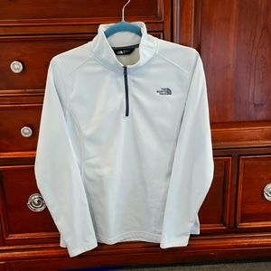 Womens The North Face 3/4 zip pulliver white with dark grey trim
